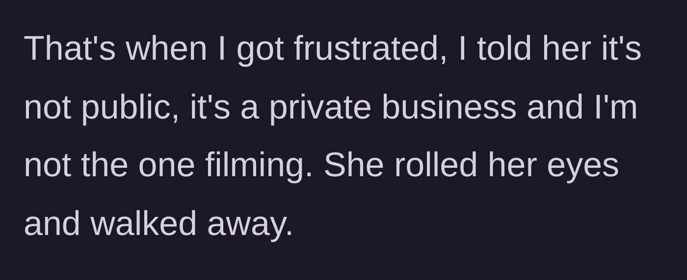 Story part 6 - The main character logically reminds Jenna that the gym is a private business, prompting her to roll her eyes and walk away.