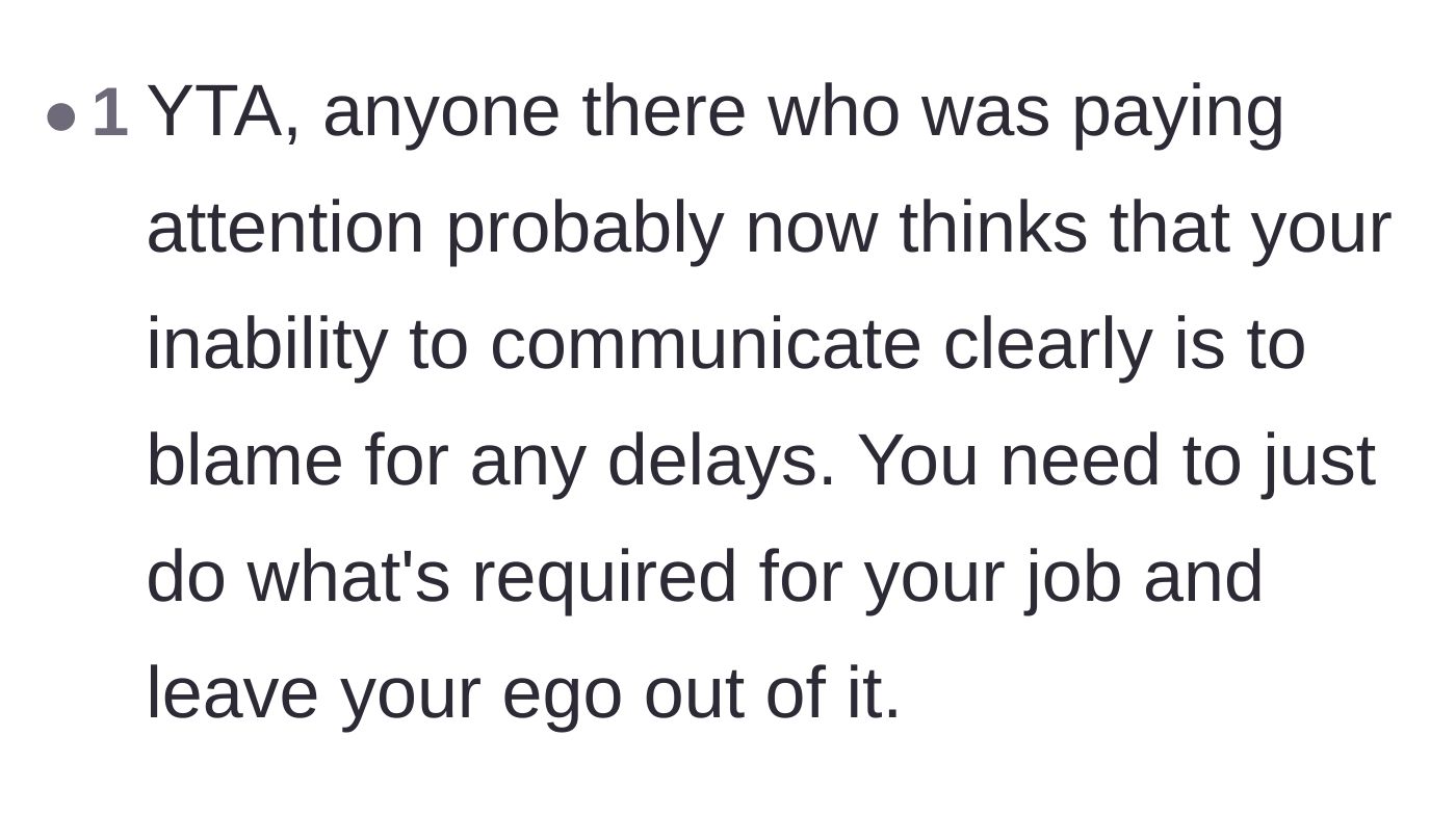 Comment thread 6 - Perspective that intentionally confusing the boss makes the engineer look like a poor communicator.
