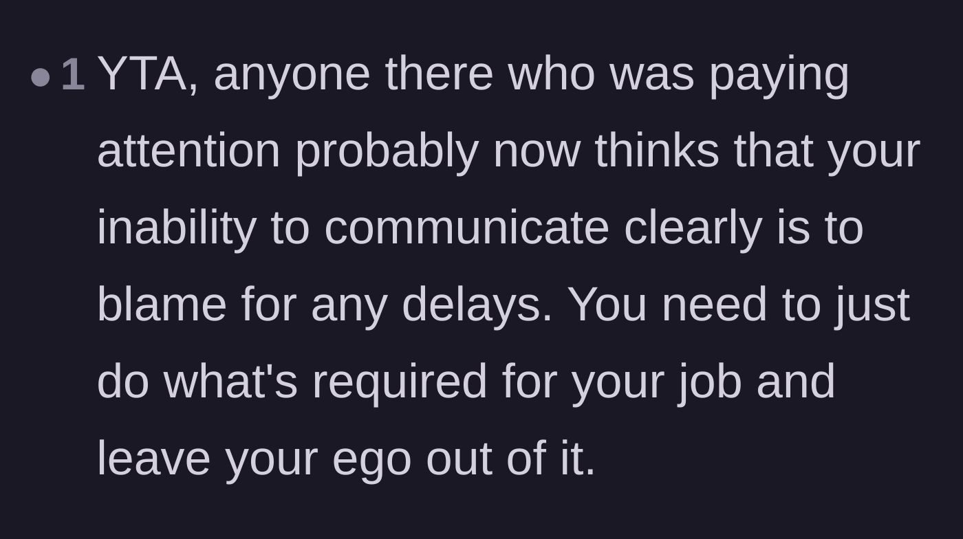 Comment thread 6 - Perspective that intentionally confusing the boss makes the engineer look like a poor communicator.
