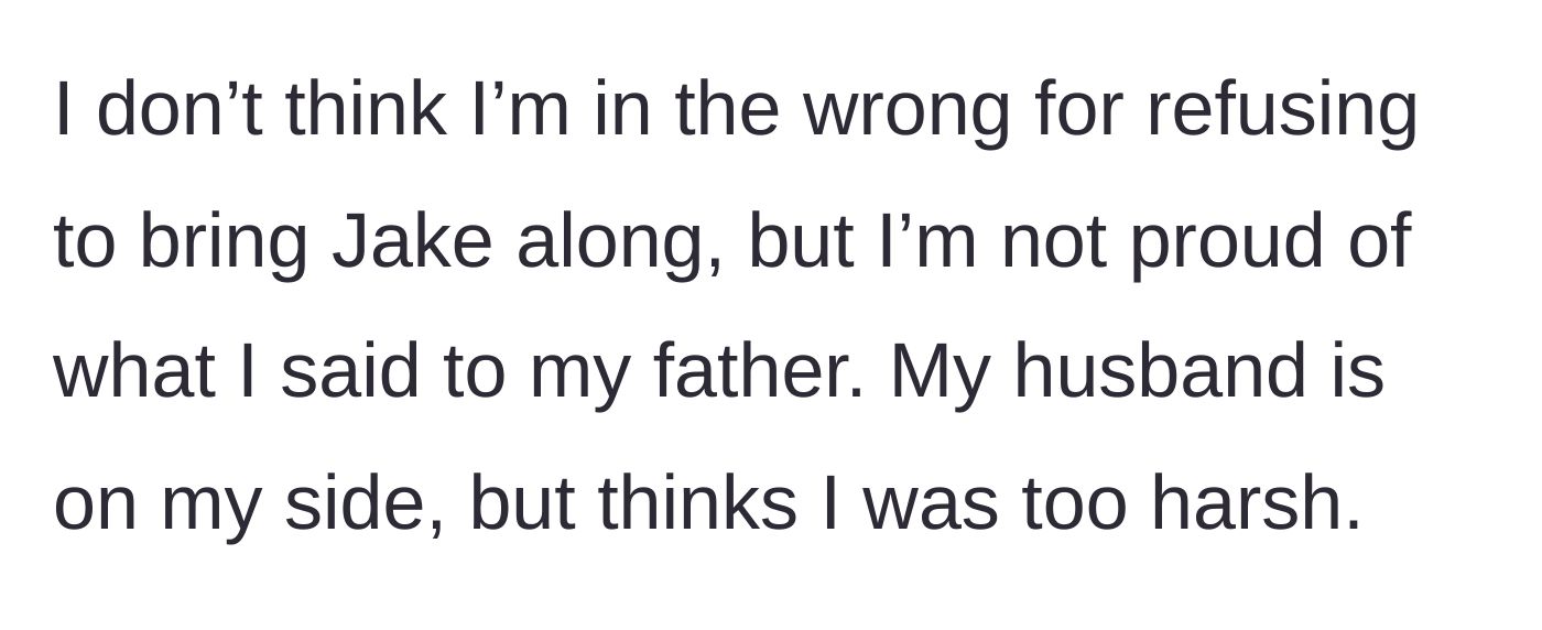 Story part 9 - The author reflects on the argument, feeling justified in her refusal but guilty about her harsh words, while her husband supports her but notes the harshness.