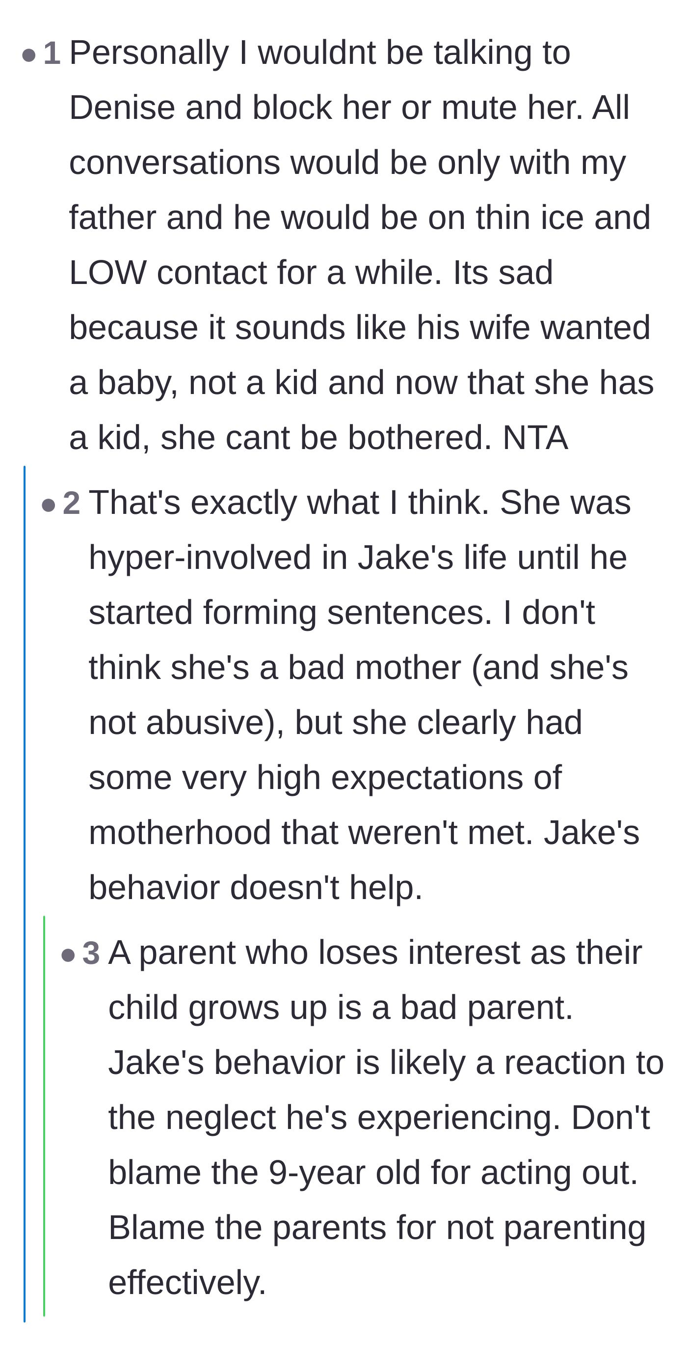 Comment thread 2 - A deep dive into how the stepmother only wanted the fun baby stage, leading to the young boy's behavioral issues.