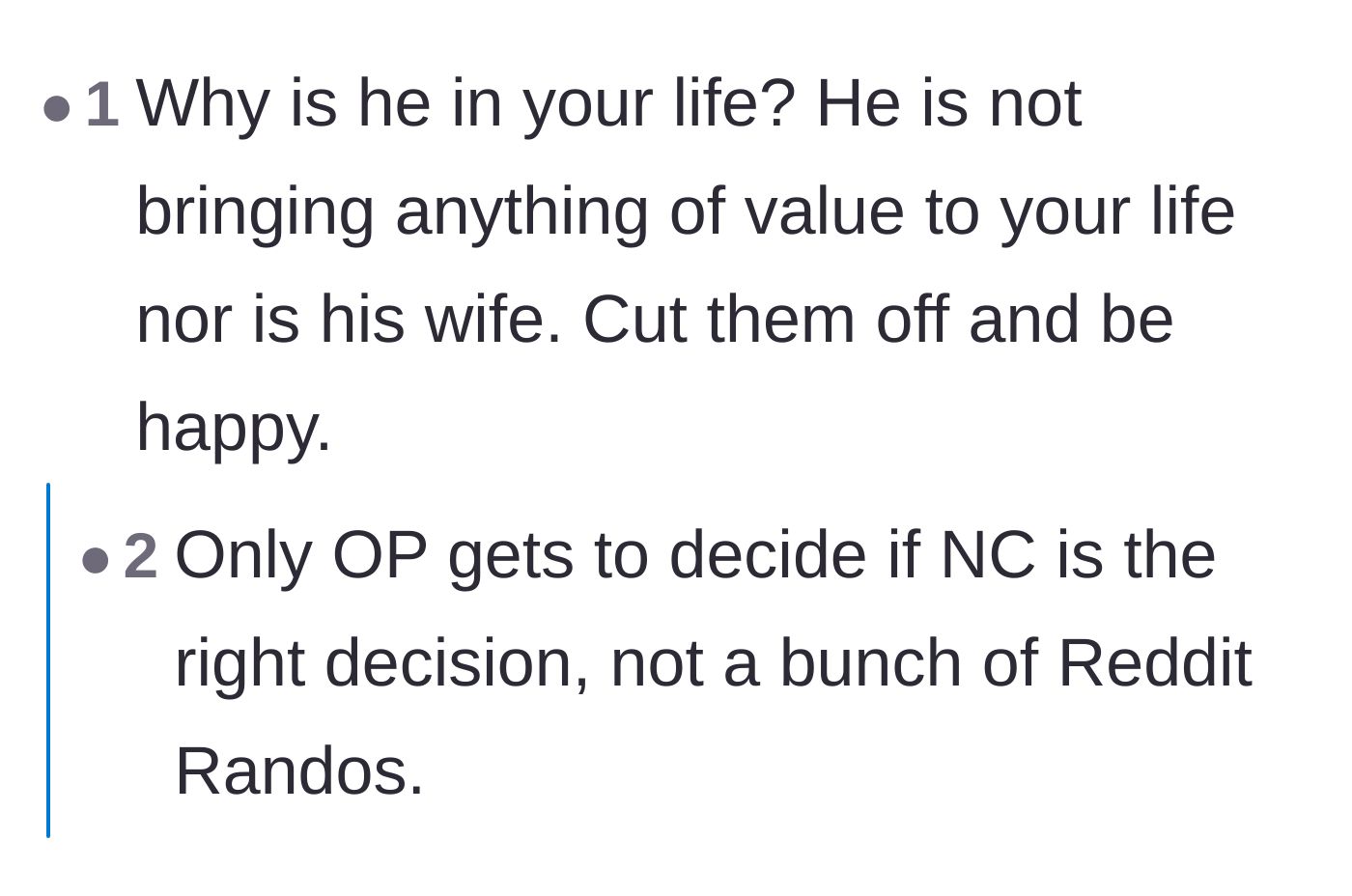 Comment thread 4 - A debate over whether the author should completely cut her father and stepmother out of her life.