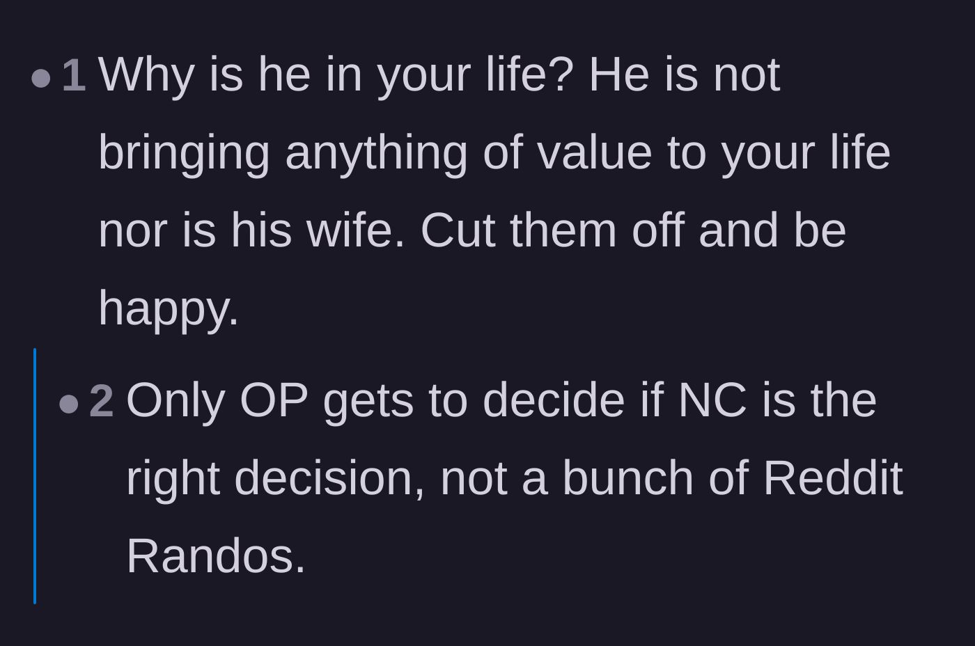 Comment thread 4 - A debate over whether the author should completely cut her father and stepmother out of her life.