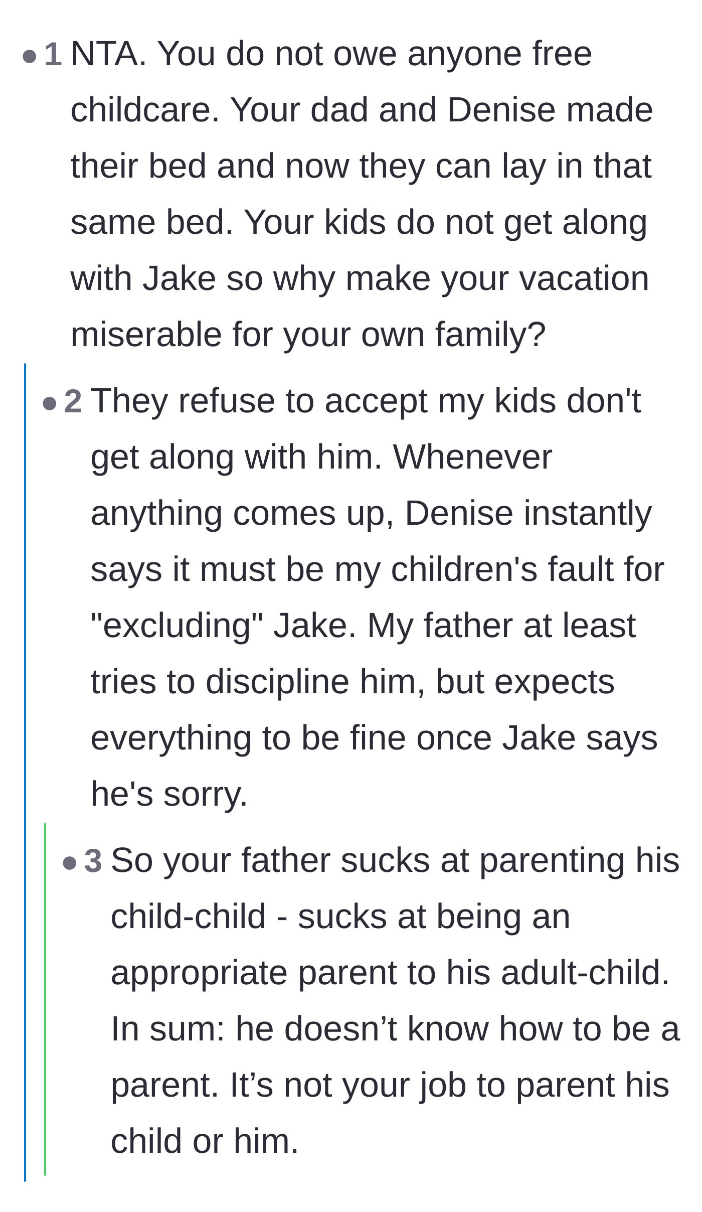Comment thread 5 - Calling out the stepmother for blaming the author's children, and the father's overall failure to parent either generation.