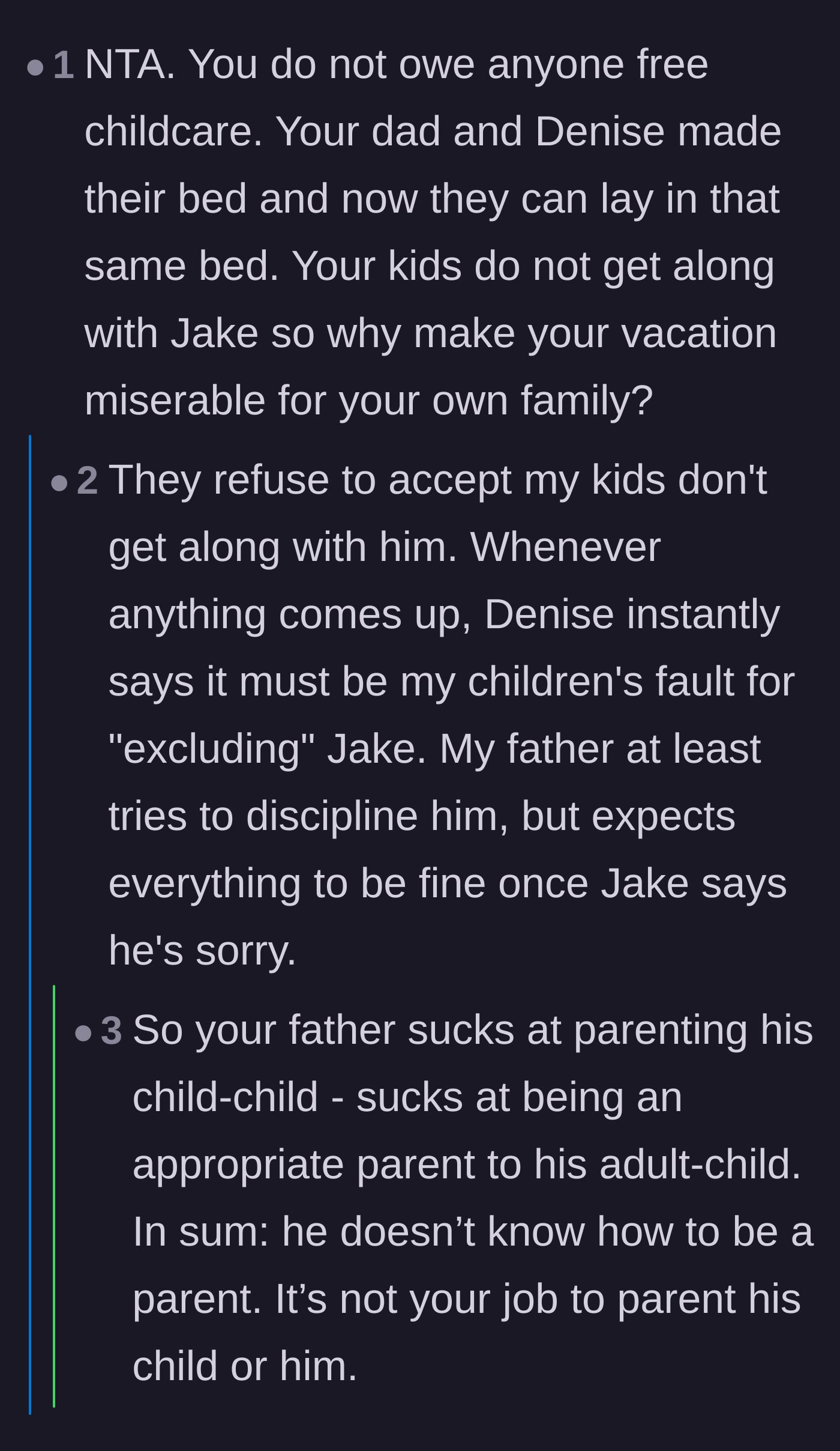 Comment thread 5 - Calling out the stepmother for blaming the author's children, and the father's overall failure to parent either generation.