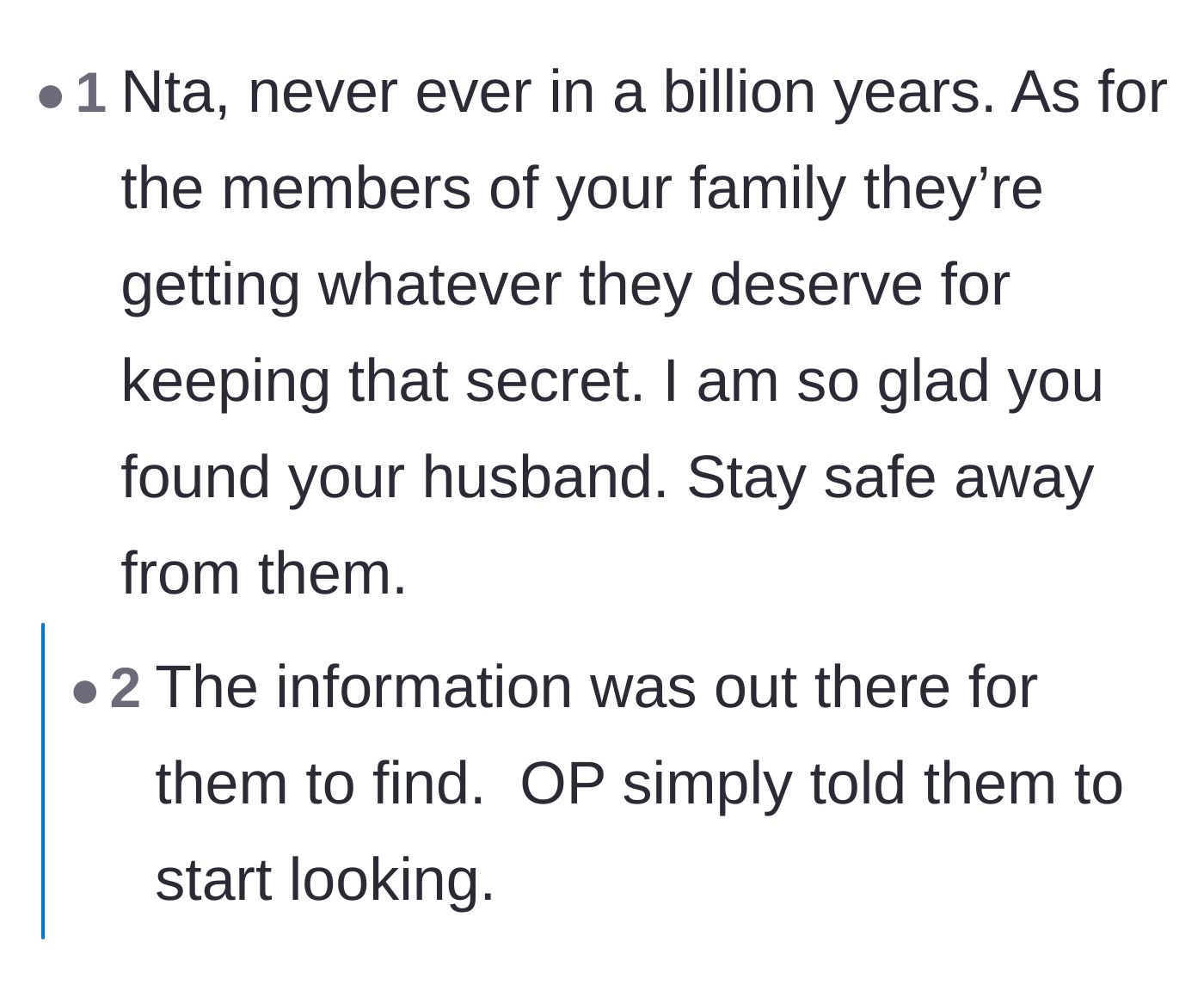Comment thread 4 - Pointing out that the sister merely directed the wives to publicly available information.