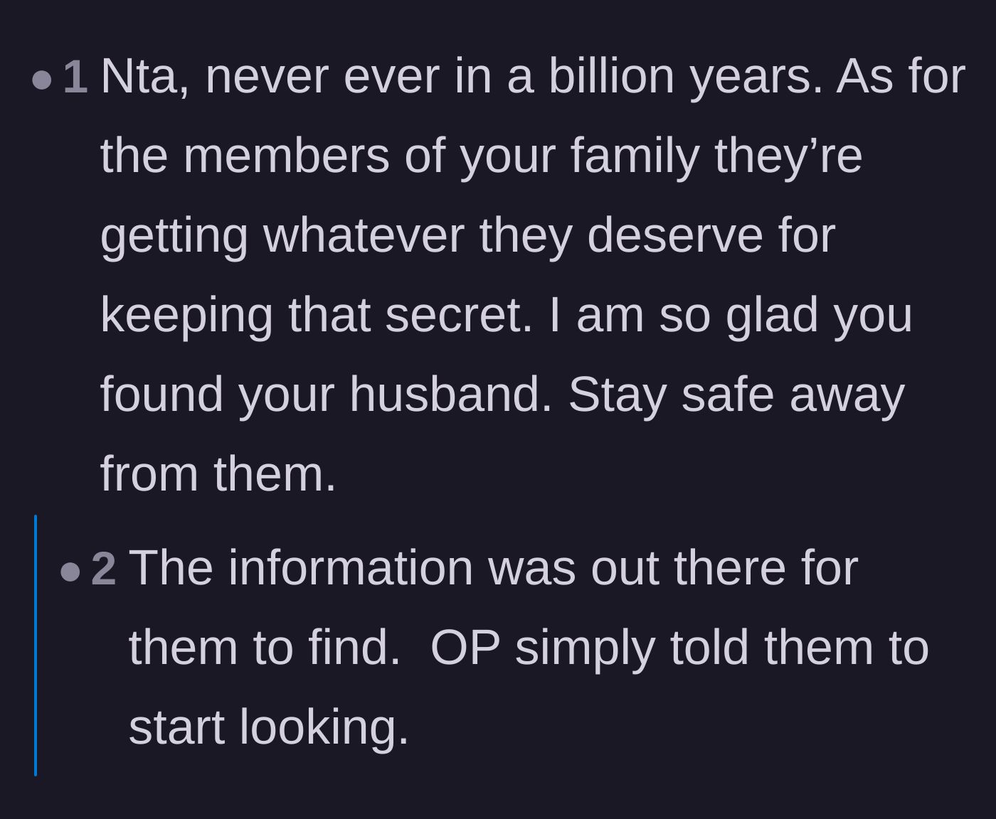 Comment thread 4 - Pointing out that the sister merely directed the wives to publicly available information.