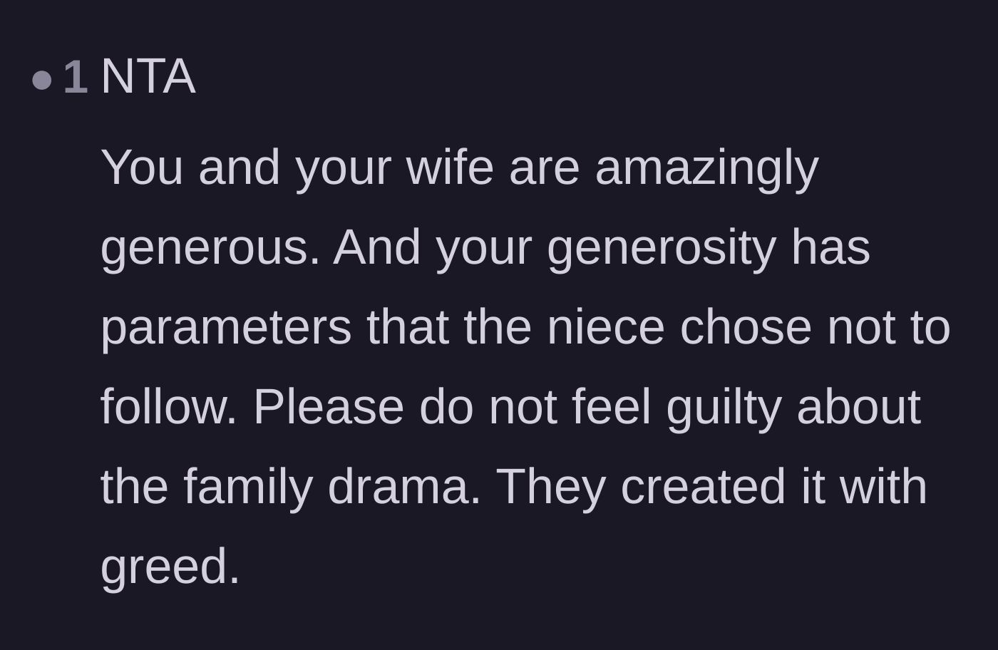 Comment thread 5 - Reassurance that the uncle's boundaries are generous and the family's greed caused the estrangement.
