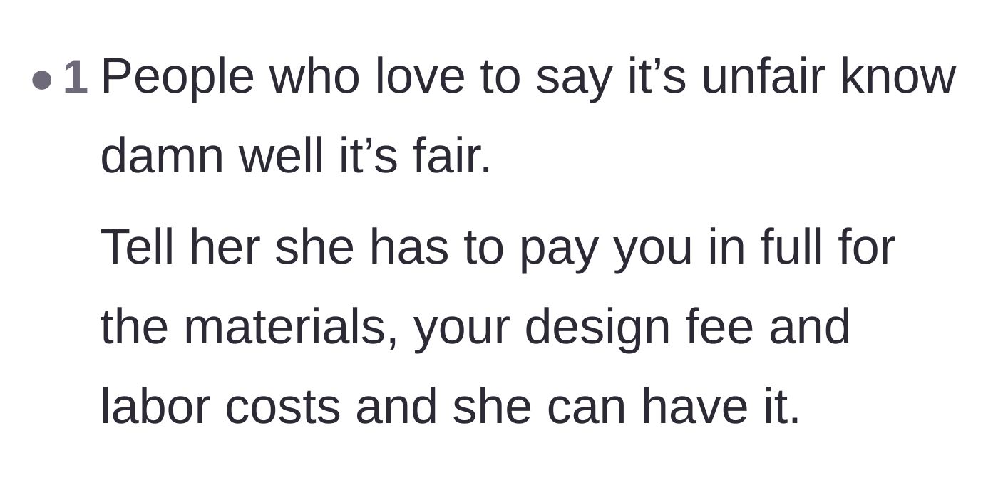 Comment thread 4 - Highlighting the manipulation behind the word 'unfair' and suggesting an itemized invoice
