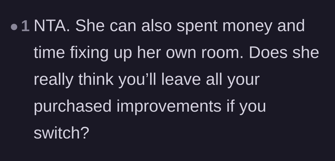 Comment thread 5 - Questioning whether the sister expected the physical upgrades to be included in the room swap