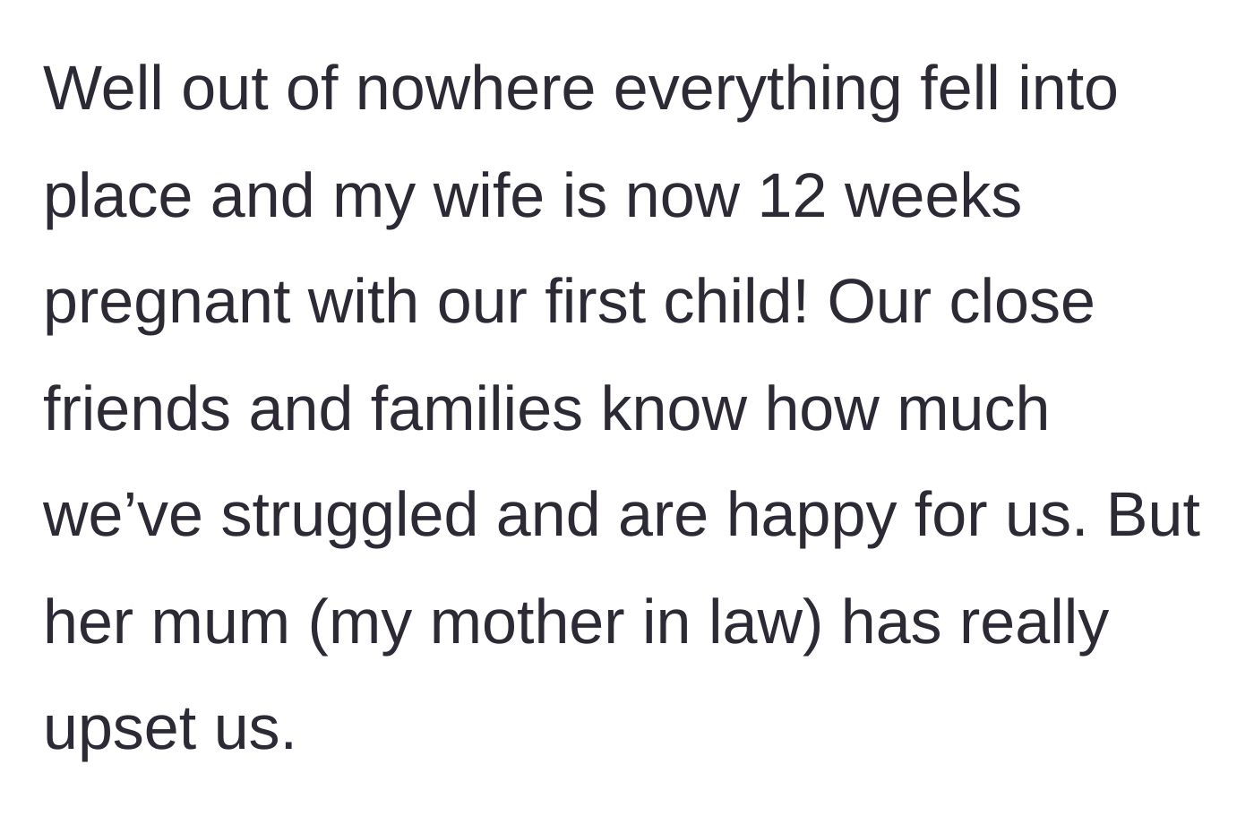 Story part 2 - Announcement of the 12-week miracle pregnancy.