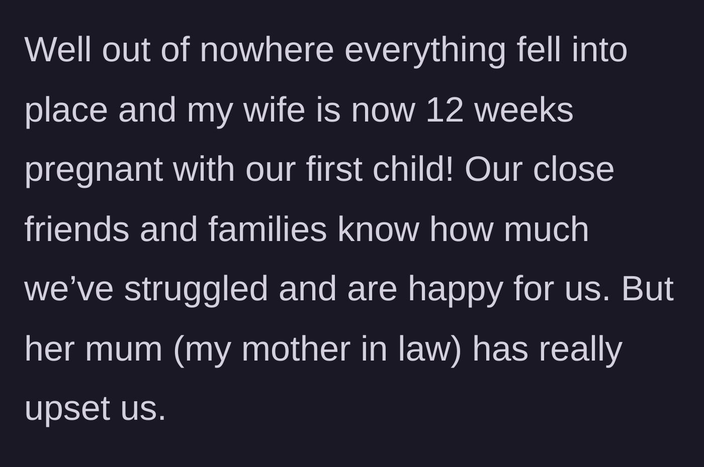 Story part 2 - Announcement of the 12-week miracle pregnancy.