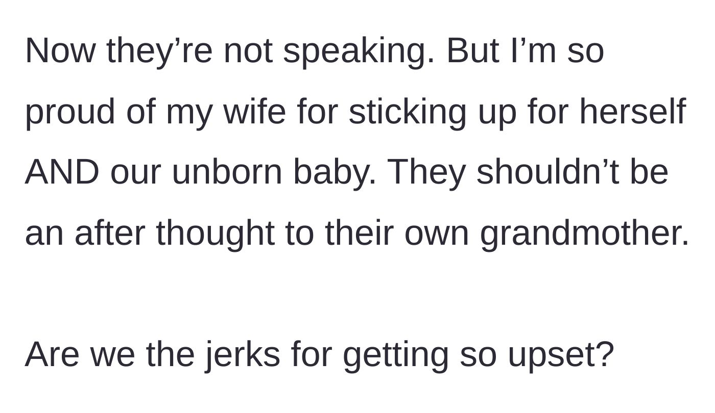 Story part 9 - Husband asking if they are jerks while praising his wife.