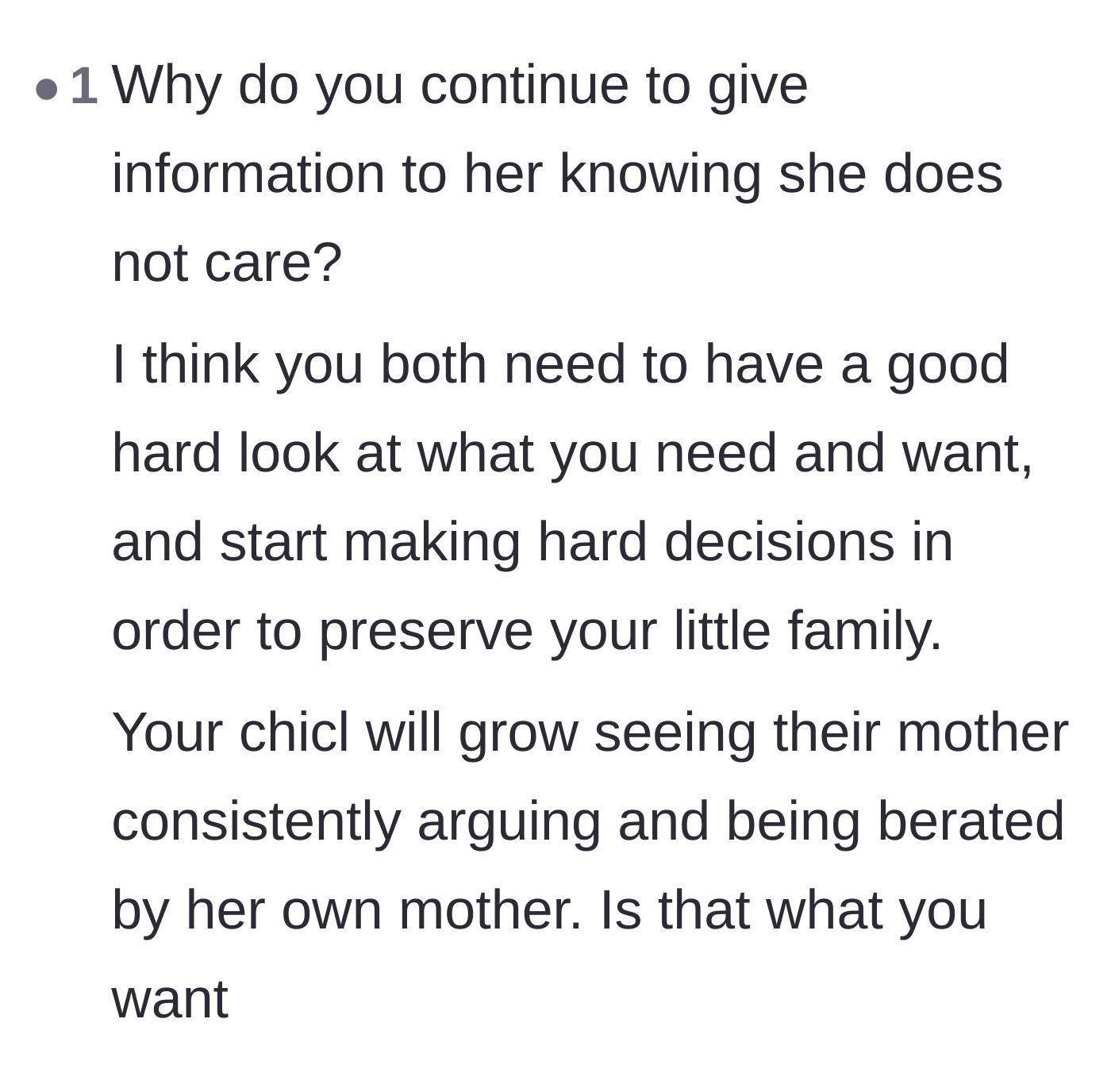 Comment thread 3 - Warning the couple about the trauma of their future child watching the grandmother abuse the mother