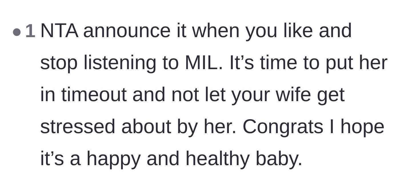 Comment thread 4 - Direct advice to put the mother-in-law in a time-out and stop letting her cause stress