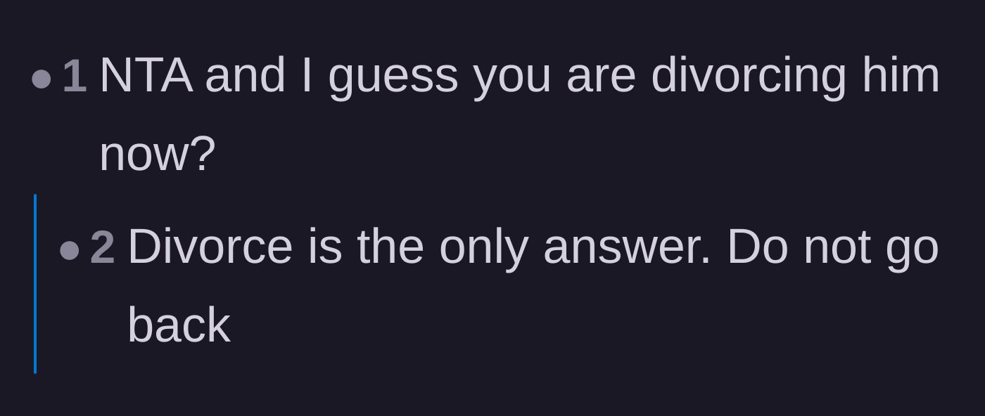 Comment thread 5 - A direct plea telling the mother that divorce is her only option