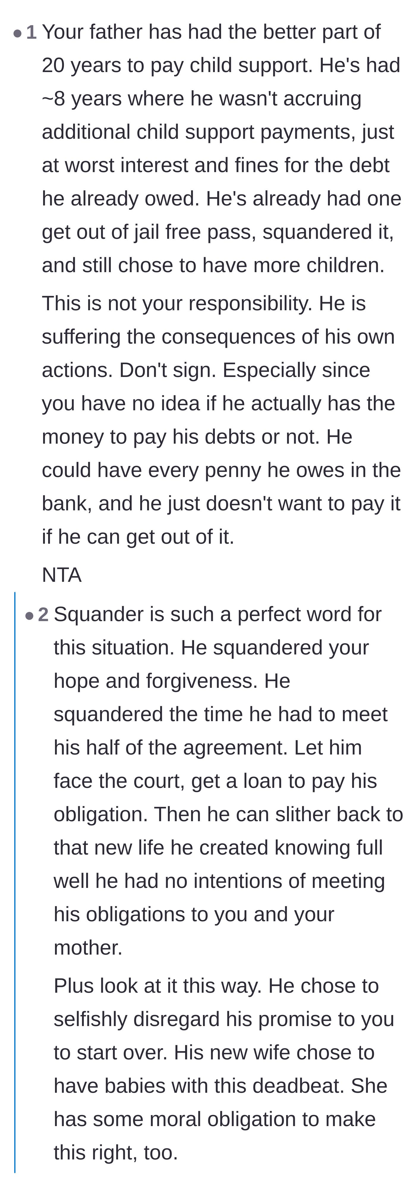 Comment thread 6 - Deep dive into how the father squandered his second chance, throwing away his daughter's hope and forgiveness.