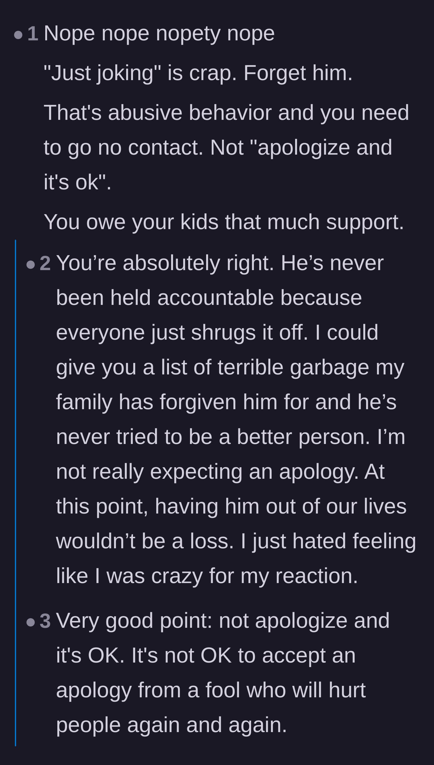Comment thread 5 - A warning about how the 10-year-old nephew could face severe real-world consequences if he repeats his uncle's hate speech at school.