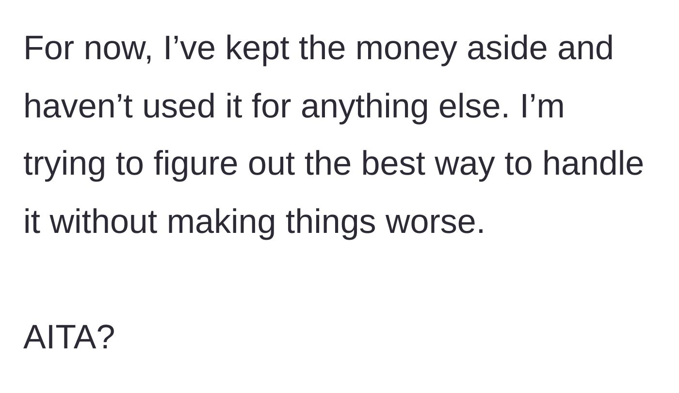 Story part 7 - The funds sit untouched while the organizer figures out the next steps.