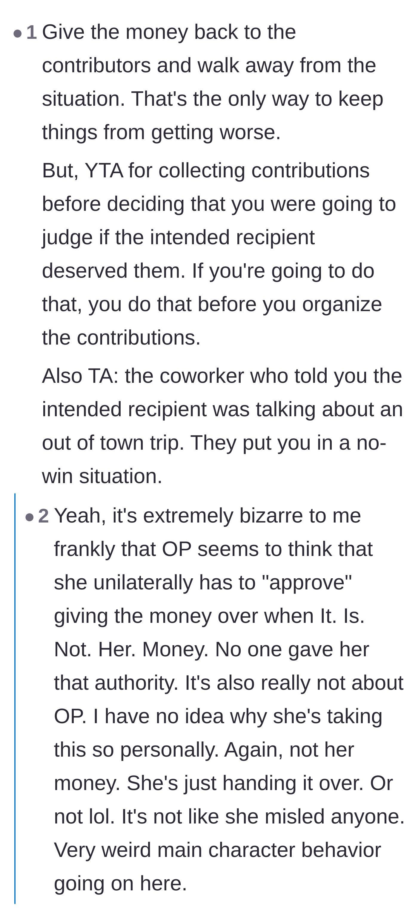 Comment thread 3 - Criticism of the organizer for applying retroactive criteria to the fundraiser and acting like the sole authority.
