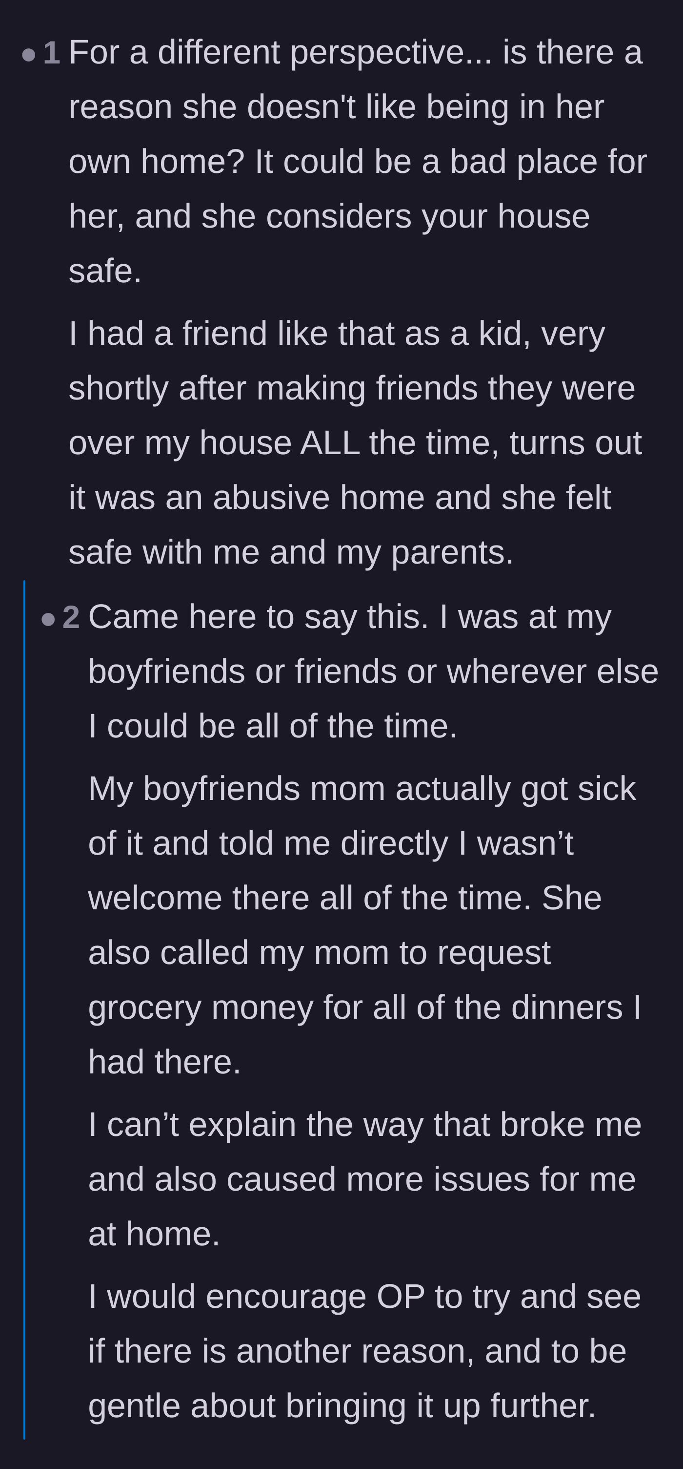 Comment thread 2 - A user shares a personal story of being banned from a safe house and how it negatively impacted their life.