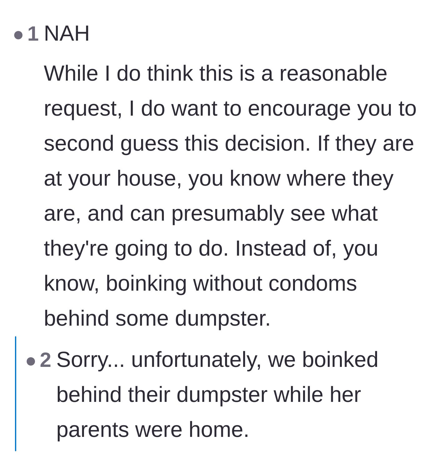 Comment thread 4 - Commenters joke that keeping the teens at home prevents them from sneaking around unsupervised.