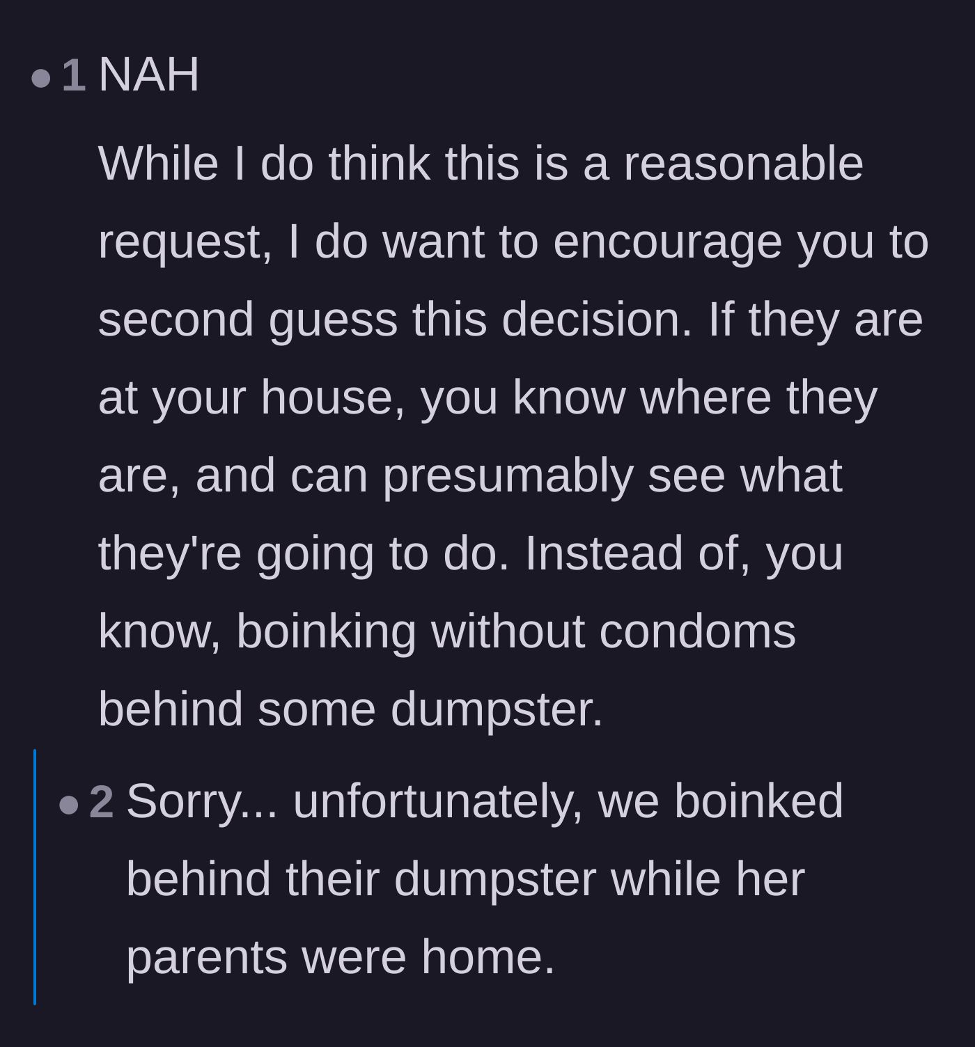 Comment thread 4 - Commenters joke that keeping the teens at home prevents them from sneaking around unsupervised.