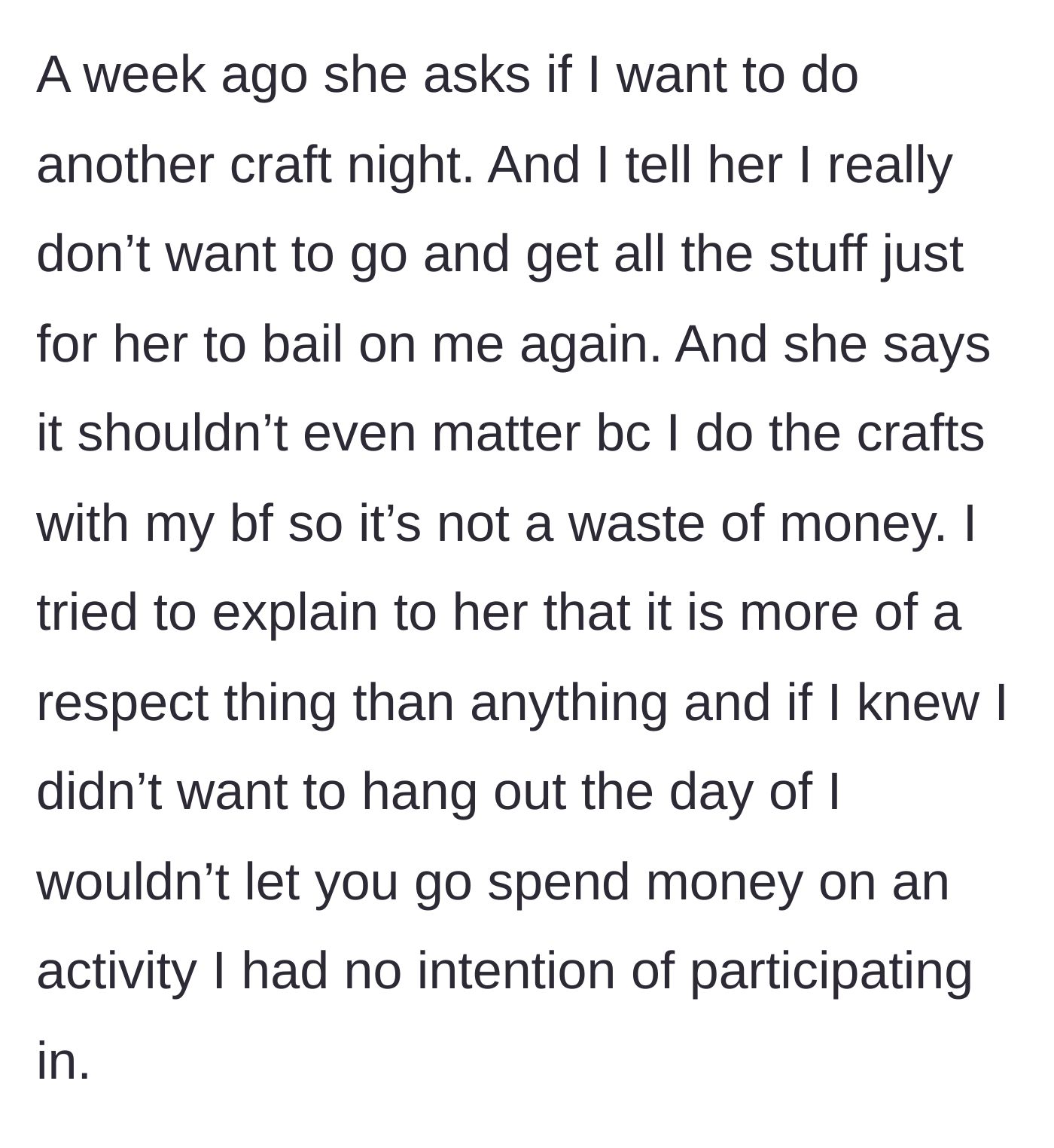 Story part 6 - Main character refuses a third try and calls out the wasted money and blatant disrespect.