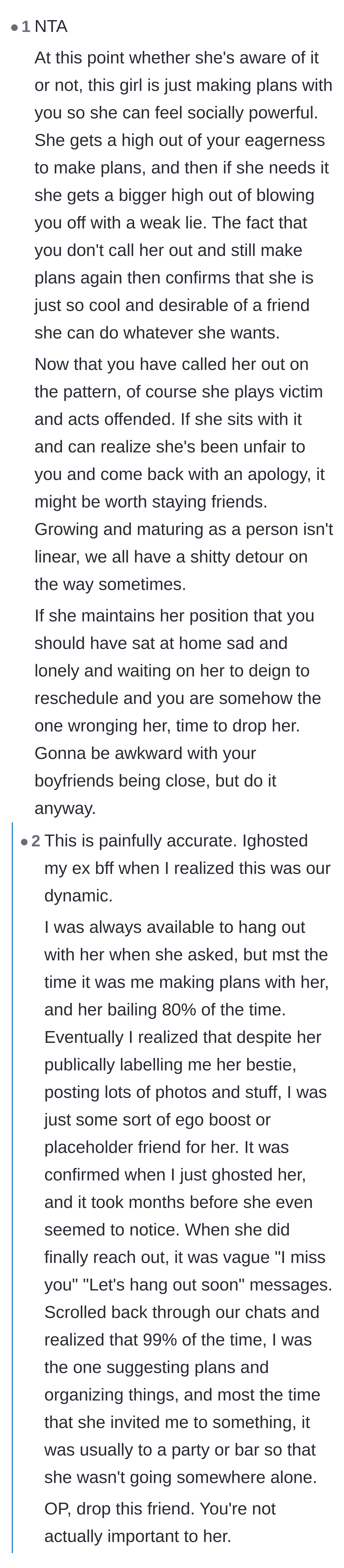 Comment thread 2 - A deep dive into the toxic power trip of making plans just to cancel them.
