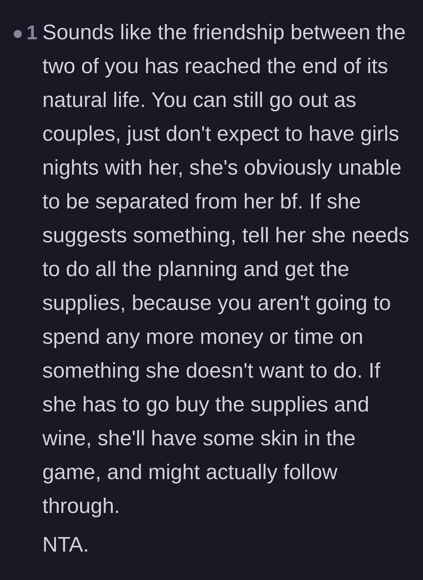 Comment thread 4 - Advice on downgrading the relationship to just a couples-only acquaintance.
