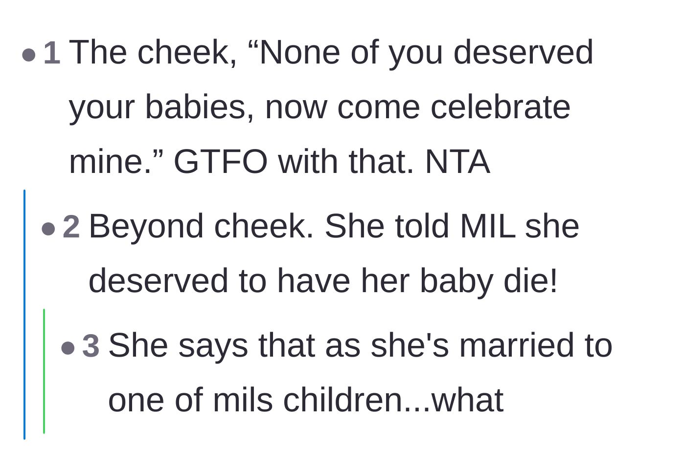 Comment thread 6 - Pointing out the staggering hypocrisy of demanding celebration from the exact women she previously deemed undeserving of motherhood.