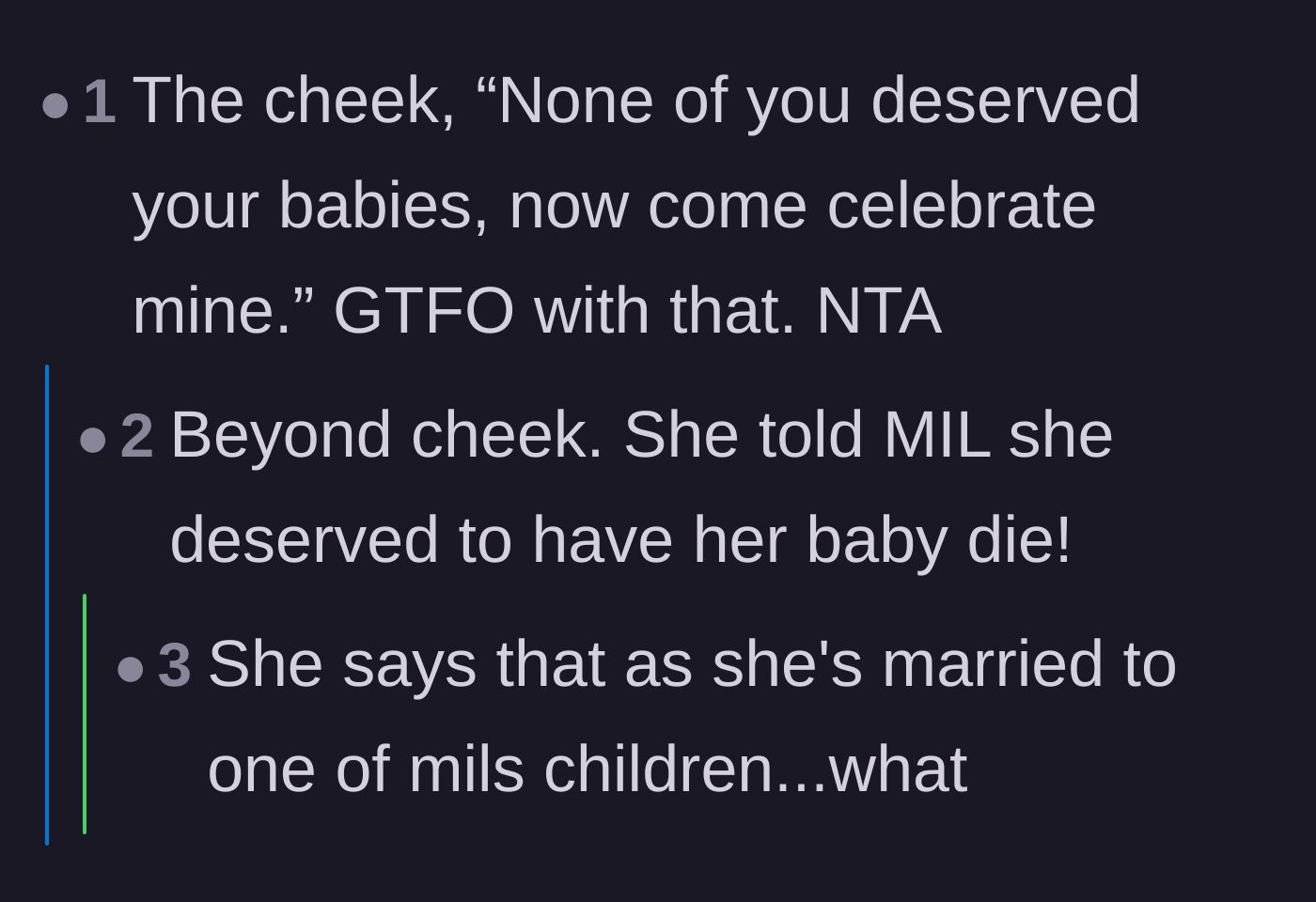 Comment thread 6 - Pointing out the staggering hypocrisy of demanding celebration from the exact women she previously deemed undeserving of motherhood.
