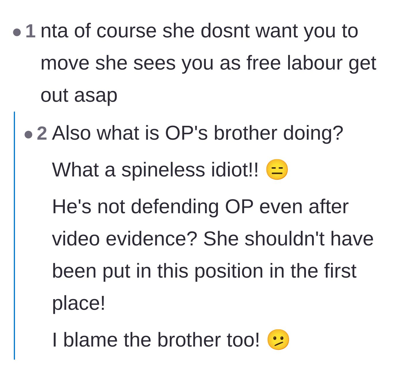 Comment thread 5 - A discussion calling out the older brother for being a spineless enabler and failing to protect his little sister.