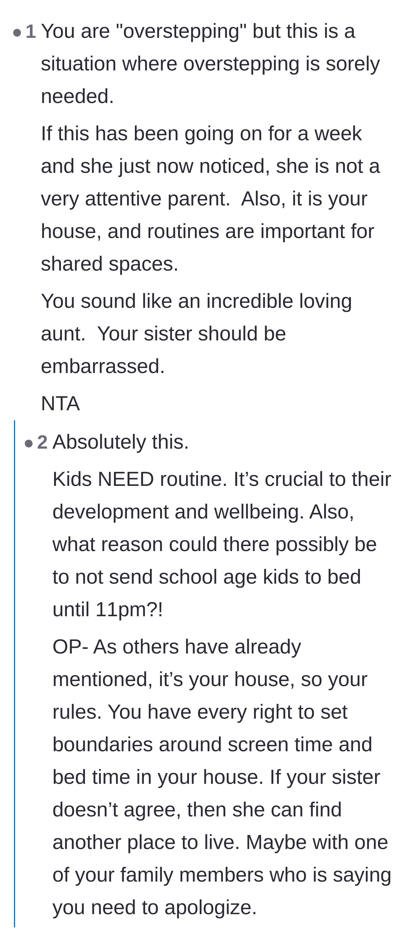 Comment thread 1 - Readers pointing out that overstepping boundaries is exactly what these kids desperately needed.