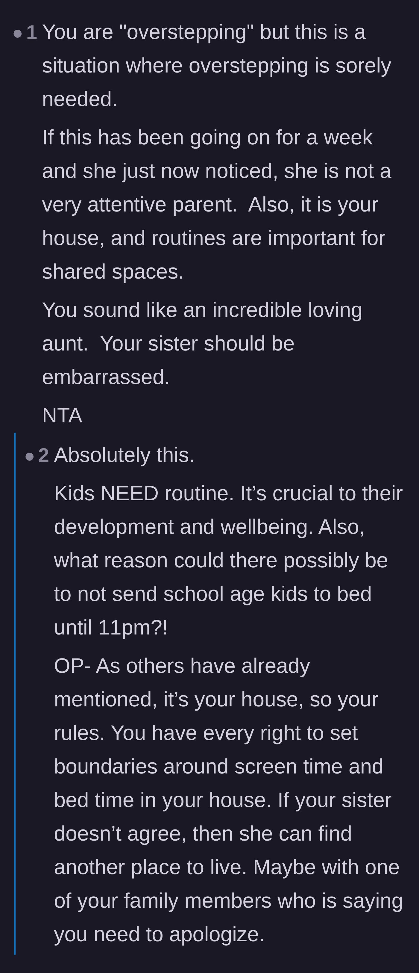 Comment thread 1 - Readers pointing out that overstepping boundaries is exactly what these kids desperately needed.