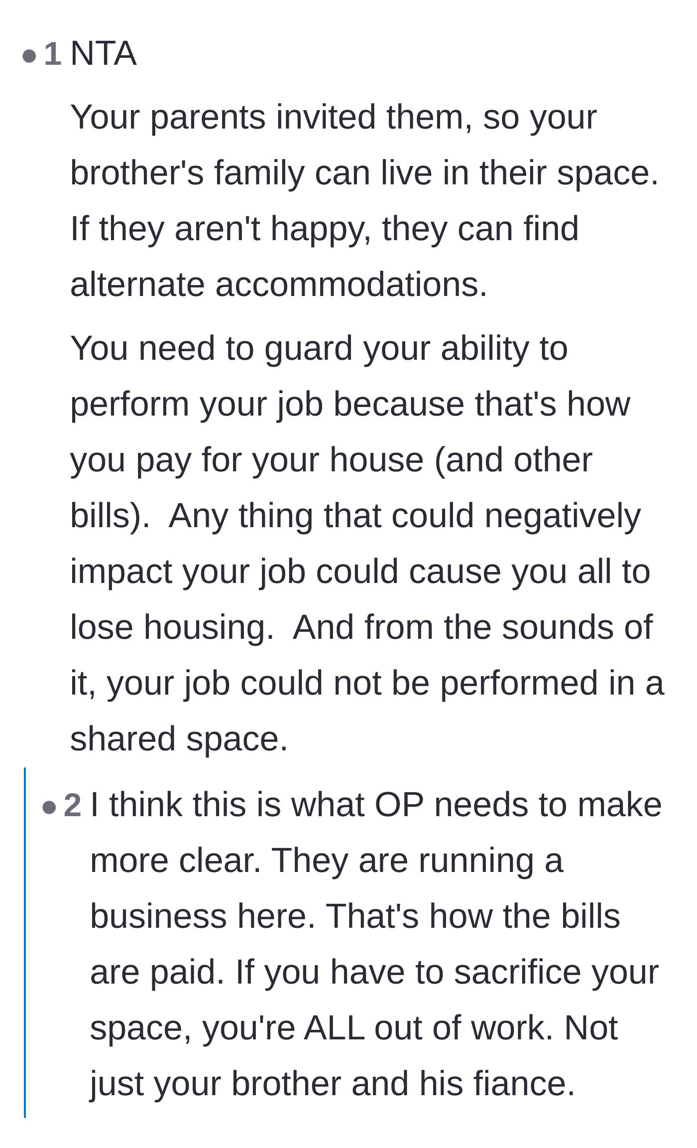Comment thread 3 - Analysis of the financial stakes, noting that jeopardizing the homeowner's workspace threatens the entire household's stability.