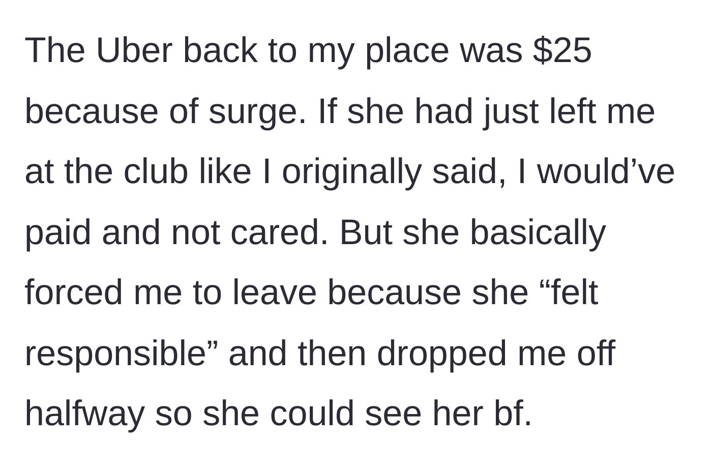 Story part 4 - The author explains the financial penalty of the driver's bait-and-switch.
