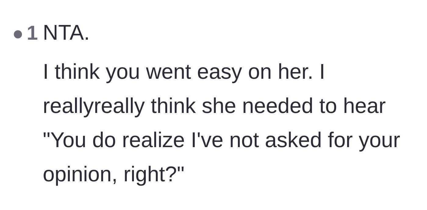 Comment thread suggesting the bride should have been even harsher with her comeback.