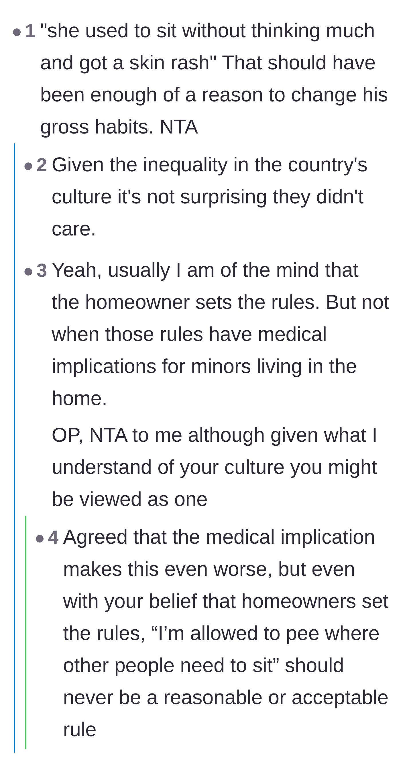 Comment thread 1 - Discussing how a child developing a medical issue should have been the end of the debate