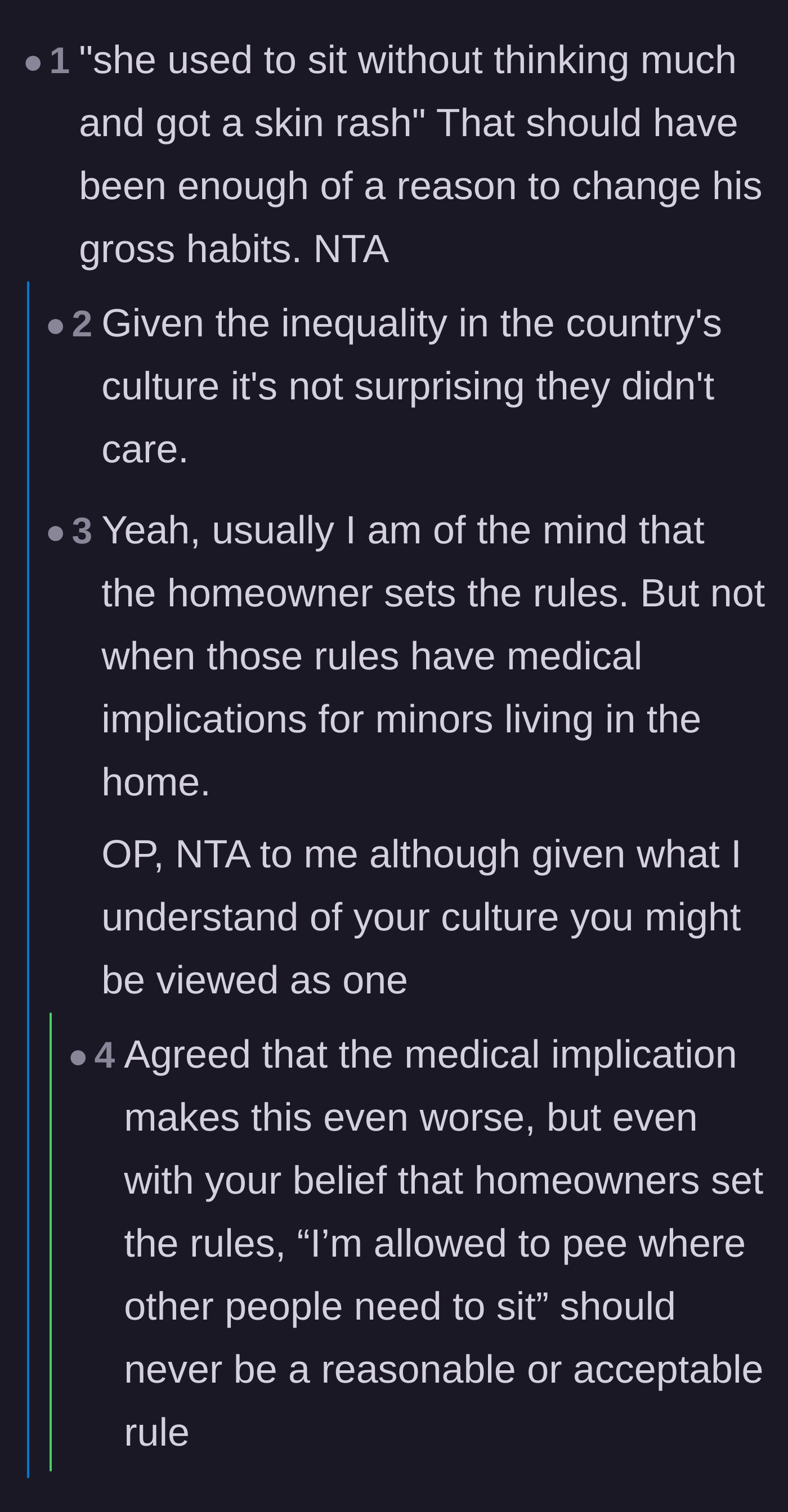 Comment thread 1 - Discussing how a child developing a medical issue should have been the end of the debate