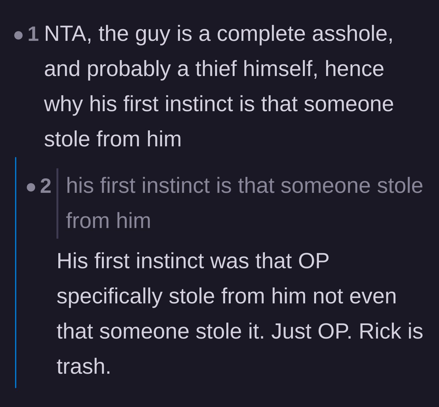 Comment thread 5 - Discussion about the uncle's deeply ingrained bias and how he specifically targeted the teen rather than just assuming general theft.