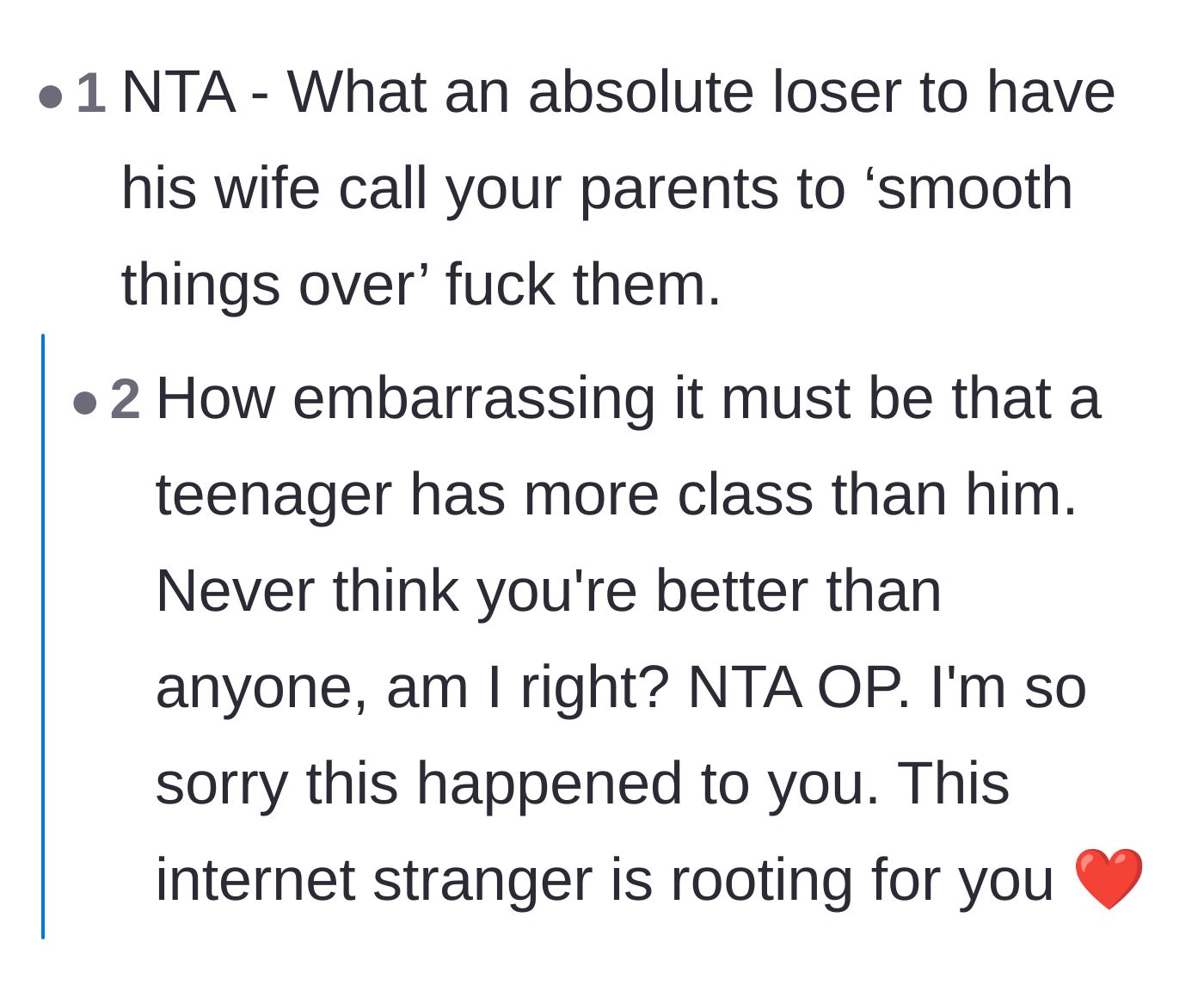 Comment thread 6 - Readers pointing out the heartbreaking irony that the traumatized teenager displayed far more maturity than the adults.