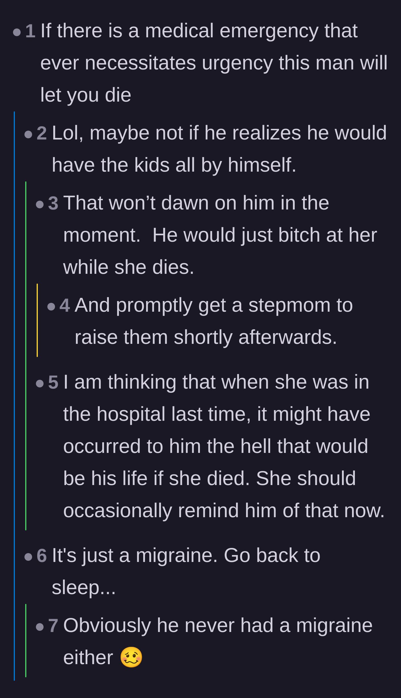 Comment thread 3 - Commenters bluntly point out the terrifying reality that the husband cannot be trusted in a life-or-death medical emergency.